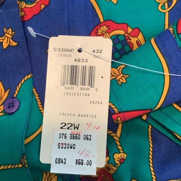 Picone Sport Women’s Button Down Blouse Multi Color Size 22 NWT - Picture 5 of 6